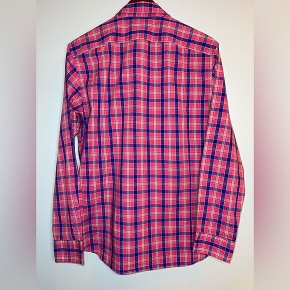 Banana Republic Men's Button Down Slim Fit Pink Plaid Long Sleeve Shirt Size M - Picture 2 of 9